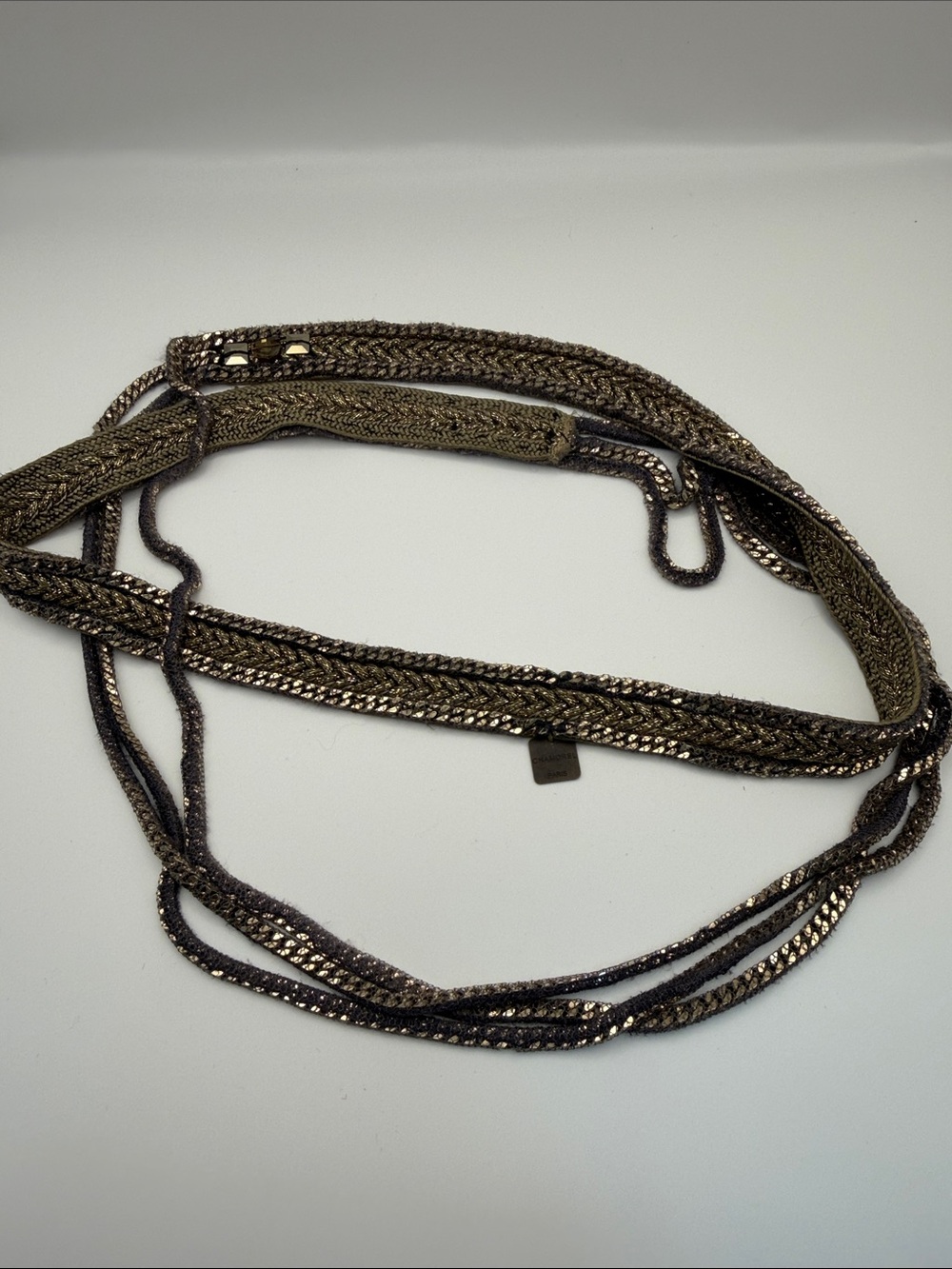 Braided Metallic Necklace - Bronze Tone